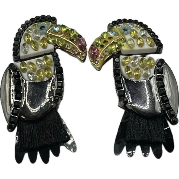 Baublebar Black Toucan Bird Crystal Multi-Color Accent Movable Post Earrings - Picture 2 of 3